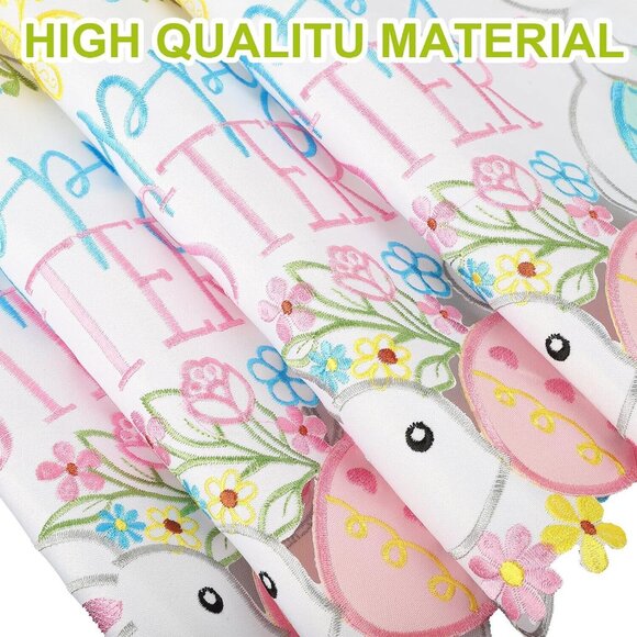 Set of 4 Easter Placemats 15 Inch Eggs and Bunny Round Embroidery Placemats - Picture 5 of 5